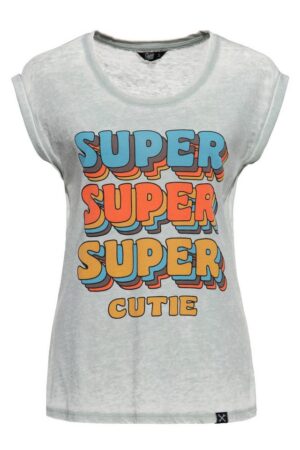 QueenKerosin T-Shirt Super Cutie (1-tlg) Frontprint im 70s Style