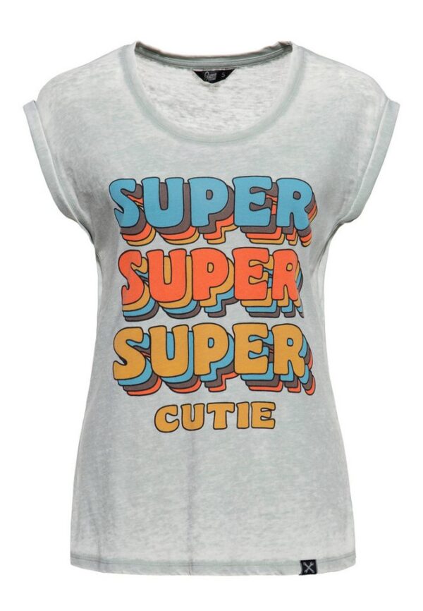 QueenKerosin T-Shirt Super Cutie (1-tlg) Frontprint im 70s Style