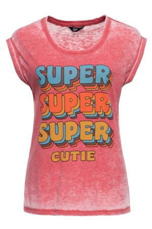 QueenKerosin T-Shirt Super Cutie (1-tlg) Frontprint im 70s Style