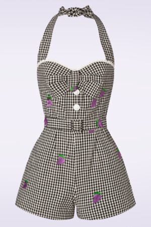 Savi Gingham Playsuit in Schwarz