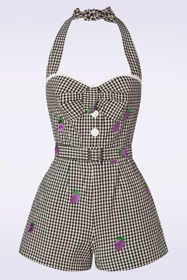 Savi Gingham Playsuit in Schwarz