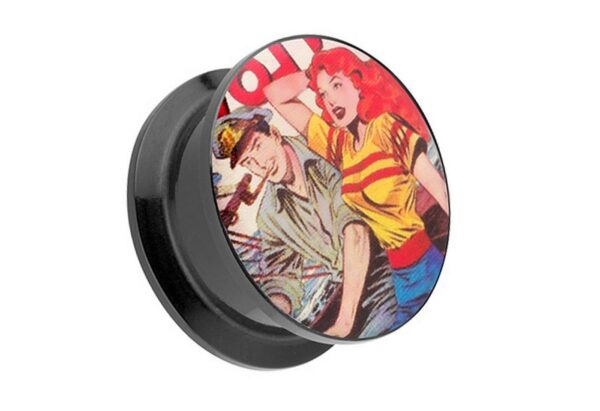 Taffstyle Plug Piercing Schraubverschluß Segler Kapitän, Plug Flesh Tunnel Ohrpiercing Kunststoff Schraub Picture Rockabilly