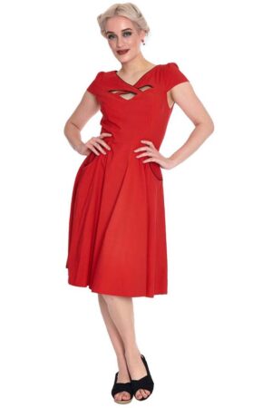 Voodoo Vixen A-Linien-Kleid Criss Cross Contrast Piping Vintage Rockabilly Retro