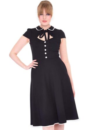 Voodoo Vixen A-Linien-Kleid White Trim Vintage Two Tone Retro Bubikragen