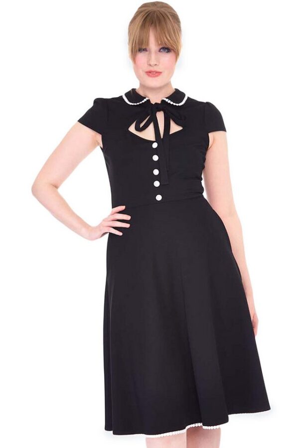 Voodoo Vixen A-Linien-Kleid White Trim Vintage Two Tone Retro Bubikragen