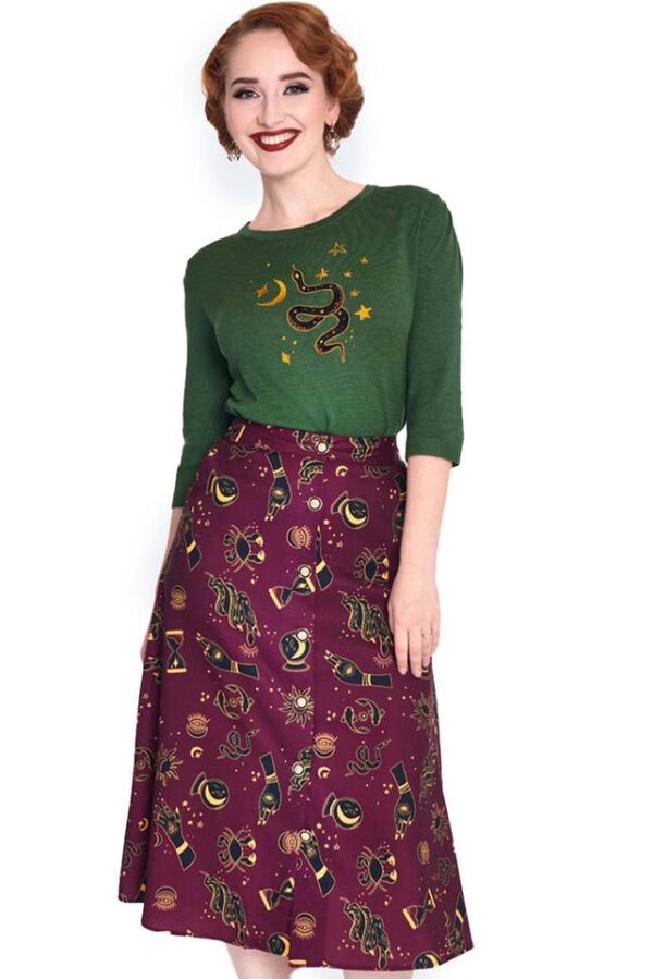 Voodoo Vixen A-Linien-Rock Mystic Print Flare Rockabilly Retro Vintage Swing