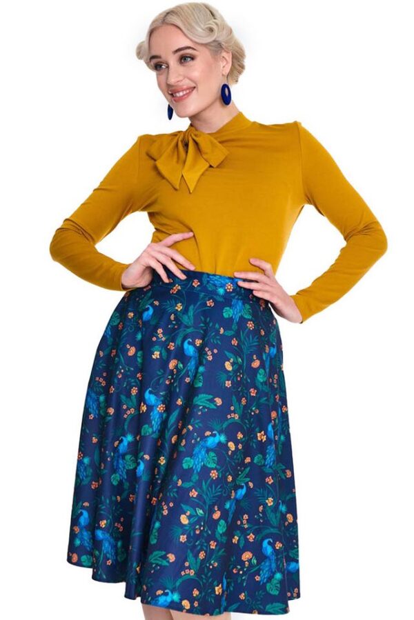 Voodoo Vixen A-Linien-Rock Peacock Floral Print Rockabilly Retro Vintage Pfau Motiv