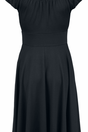 Voodoo Vixen - Rockabilly Kleid knielang - Gathered Neckline Flare Dress - XS bis 4XL - für Damen - Größe 3XL - schwarz