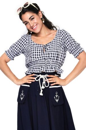 Voodoo Vixen Shirttop Sadie Black Gingham Vintage Classic Retro Oberteil Kariert