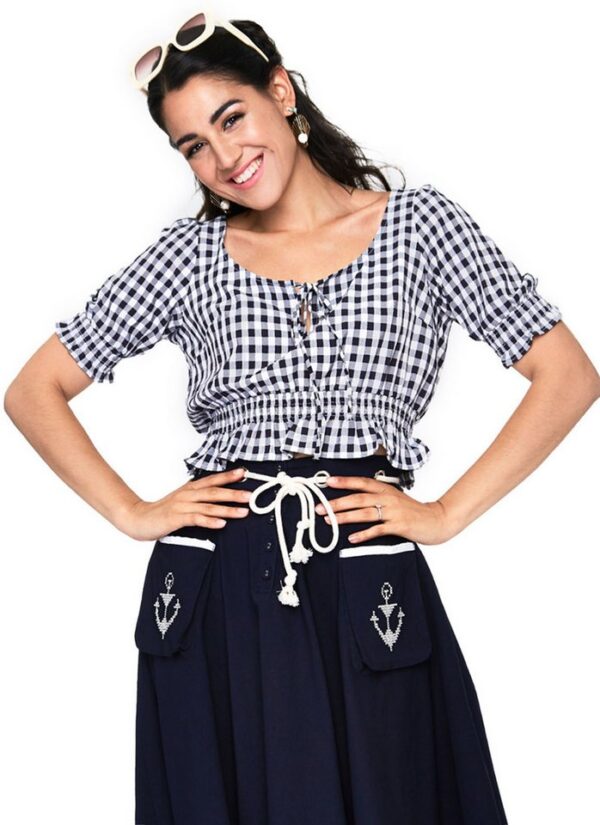 Voodoo Vixen Shirttop Sadie Black Gingham Vintage Classic Retro Oberteil Kariert