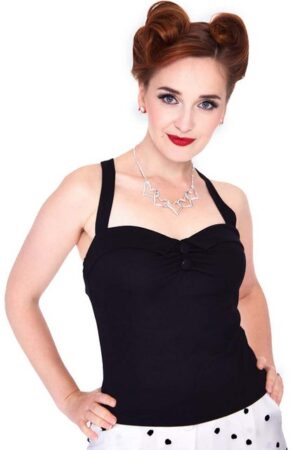 Voodoo Vixen Trägertop Cross Strap Black Vintage Classic Oberteil Strap-Top