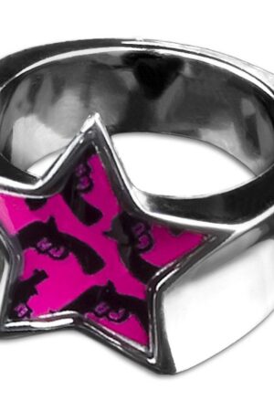 viva-adorno Fingerring Edelstahl Ring Damenring Stern mit buntem Motiv Rockabilly, Blumen Animal Print Leopard Tiger Zebra Muster