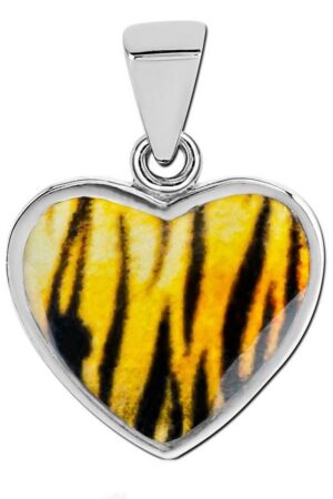 viva-adorno Herzanhänger Kettenanhänger Edelstahl mit buntem Motiv Herz, Blumen Animal Print Leopard Tiger Zebra Muster Rockabilly