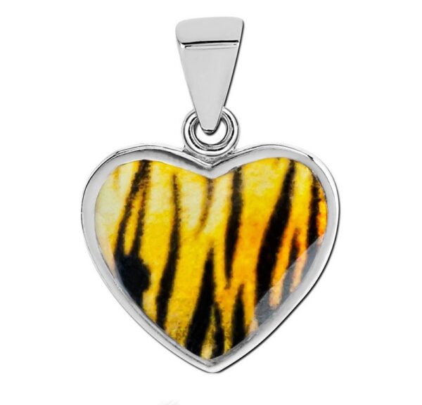 viva-adorno Herzanhänger Kettenanhänger Edelstahl mit buntem Motiv Herz, Blumen Animal Print Leopard Tiger Zebra Muster Rockabilly