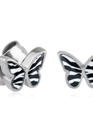 viva-adorno Paar Ohrstecker Edelstahl Schmetterlinge mit buntem Motiv Blumen Animal Print, Rockabilly Schmetterling Ohrstecker Leopard Tiger Zebra Muster