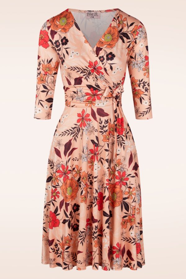 Aria Floral Swingkleid in Pfirsich