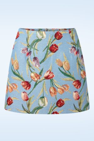 Aubin Tulip Jacquard A-line Minirock in Hellblau