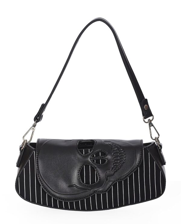 Banned Handtasche Black Core Pinstripe, Skull