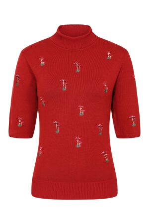 Banned Kurzarmpullover Mushroom Dreams Rot Vintage