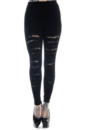 Banned Leggings Black Slashed Gothic Spitze
