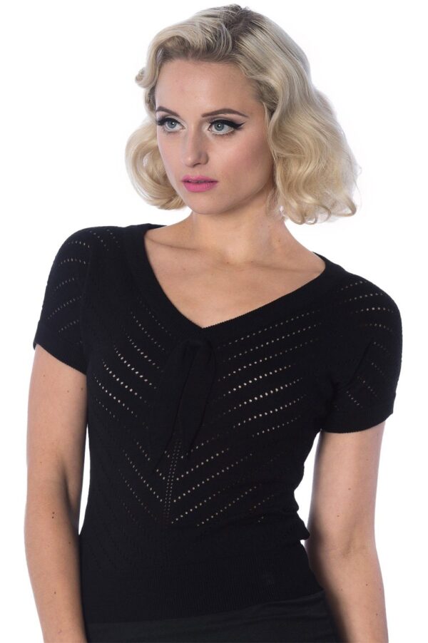 Banned Shirttop Patricia Pointelle Schwarz Retro