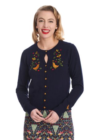 Banned Strickjacke Heritage Birdy Cardigan Blau