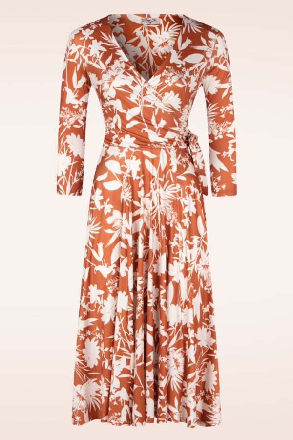 Colette Flower Swingkleid in Rost und Creme