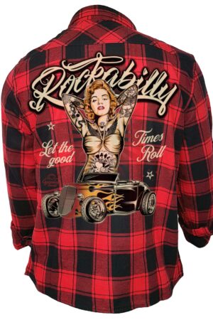 GASOLINE BANDIT® Flanellhemd Rockabilly schwarz-rot kariert:
