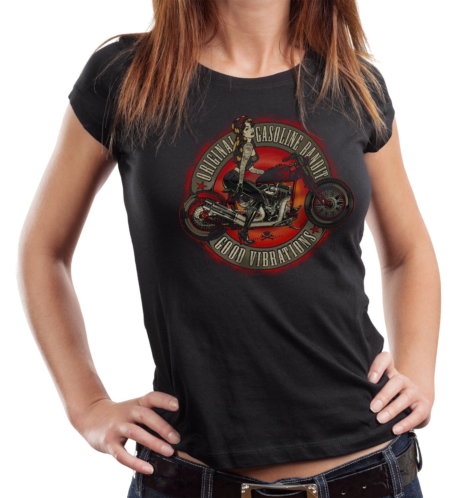 GASOLINE BANDIT® T-Shirt Damen Lady Biker-Shirt: