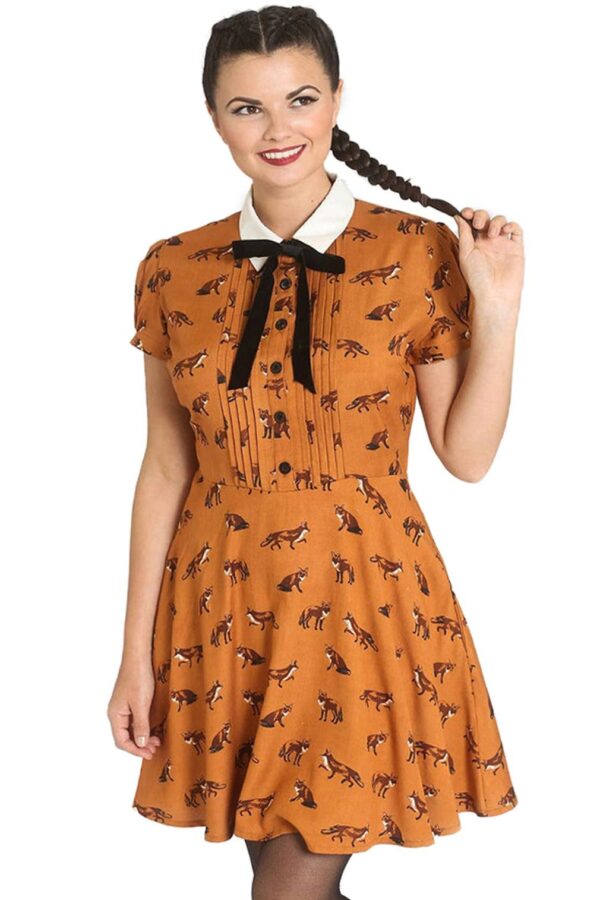 Hell Bunny A-Linien-Kleid Vixey Braun Vintage