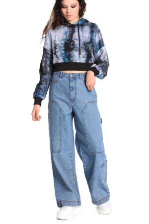 Hell Bunny Stoffhose Rider Blau Jeans