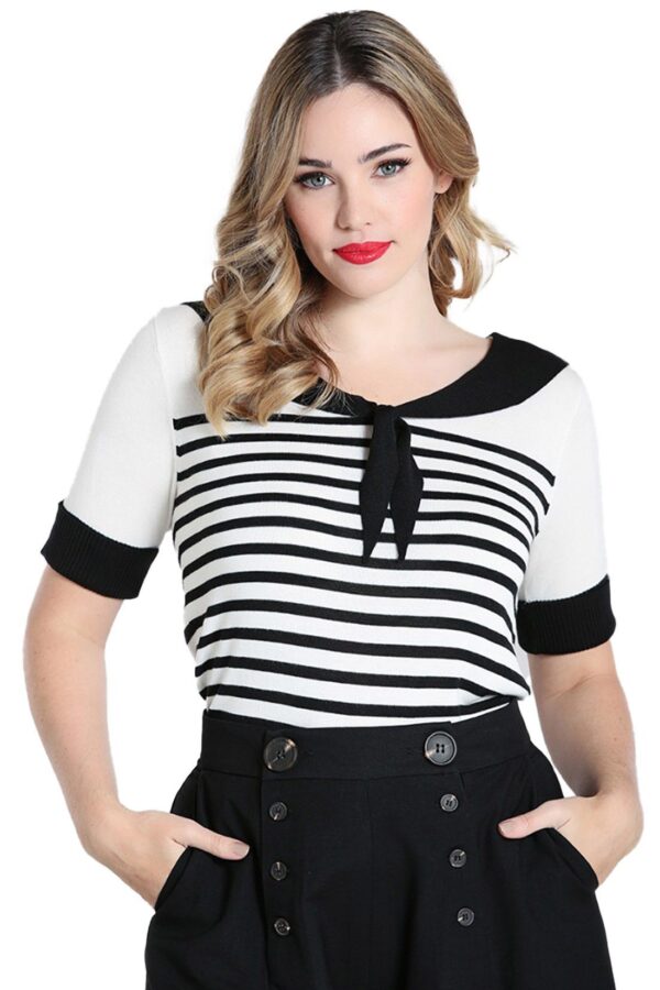 Hell Bunny Stricktop Audrey Top Matrosenkragen