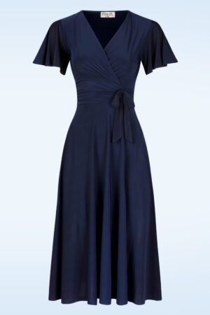 Irene Cross Over Swingkleid in Marineblau.