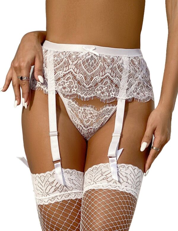 Lau-Fashion Strapsgürtel Strumpfhalter Fransen Unterwäsche Dessous