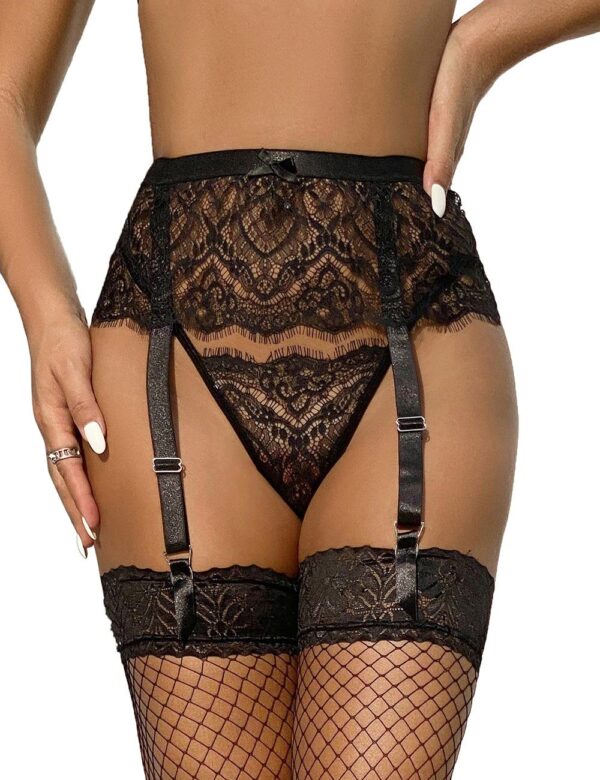 Lau-Fashion Strapsgürtel Strumpfhalter Fransen Unterwäsche Dessous