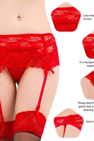 Lau-Fashion Strapsgürtel Strumpfhalter Unterwäsche Spitze Hüfthalter