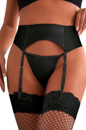 Lau-Fashion Strapsgürtel Wetlook Strumpfgürtel Strumpfhalter Strapse