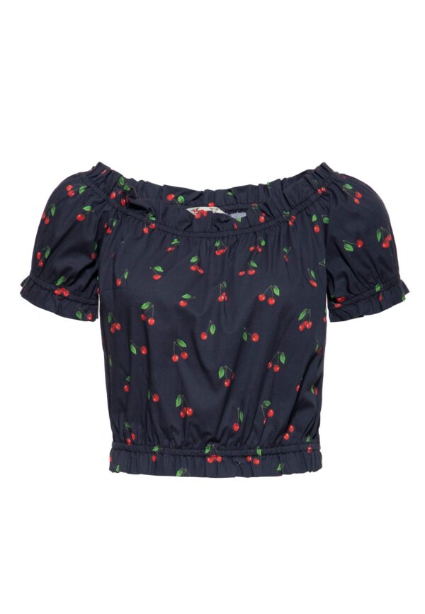 QueenKerosin Kurzarmbluse Cherry mit Allover-Print