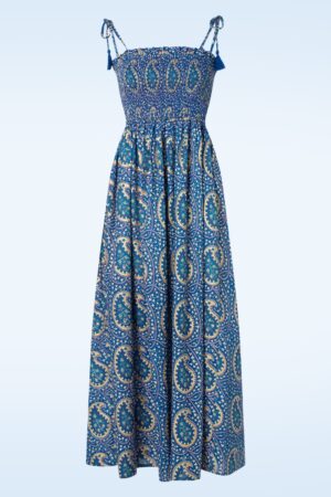 Sommer Paisley Maxi Kleid in Blau
