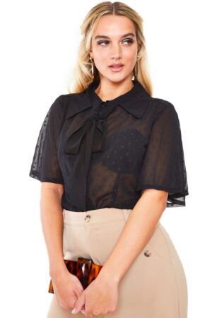 Voodoo Vixen Blusenshirt Flutter Sleeves Bow