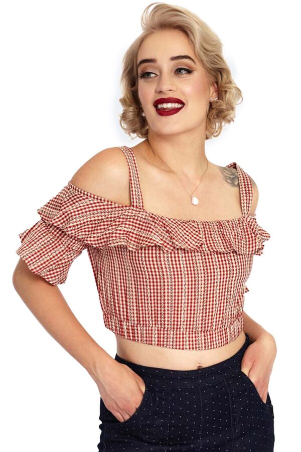 Voodoo Vixen Crop-Top Sophia Gingham Vintage