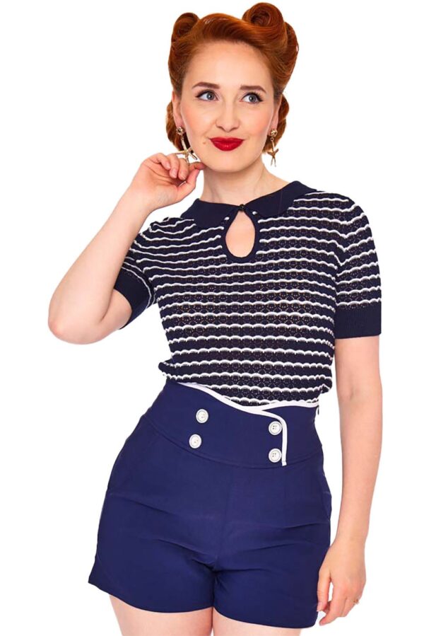 Voodoo Vixen Shirttop Scallop Stripe and