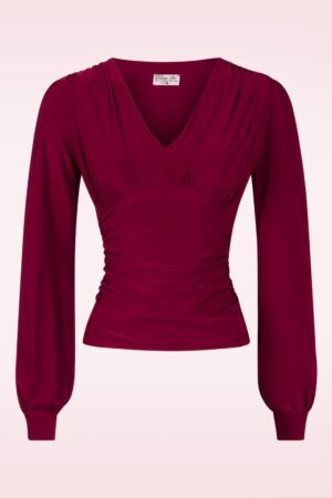 Abigail Langarm Top in Weinrot