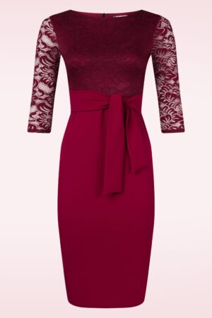 Felicity Lace Etuikleid in Weinrot