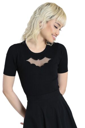 Hell Bunny Stricktop Bat Top Schwarz