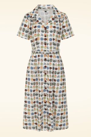 Kate Tea Time Button Kleid in Weiß