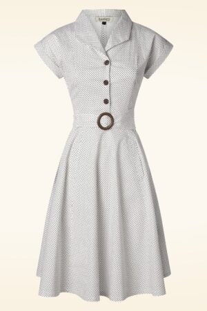 Polka Dot Tanz Kleid in Off White
