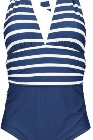 Rock Rebel by EMP - Rock Badeanzug - Retro Neckholder Swim Suit - S bis XXL - für Damen - Größe L - navy