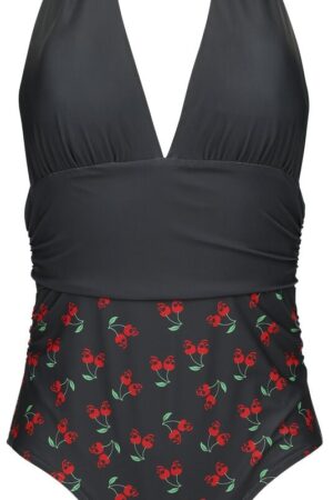 Rock Rebel by EMP - Rock Badeanzug - Skull Cherry Swimsuit - S bis M - für Damen - Größe M - schwarz