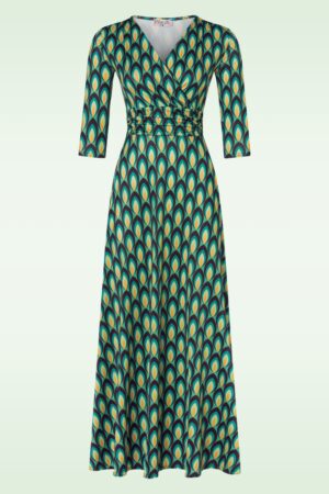 Vivian Retro Maxikleid in Teal